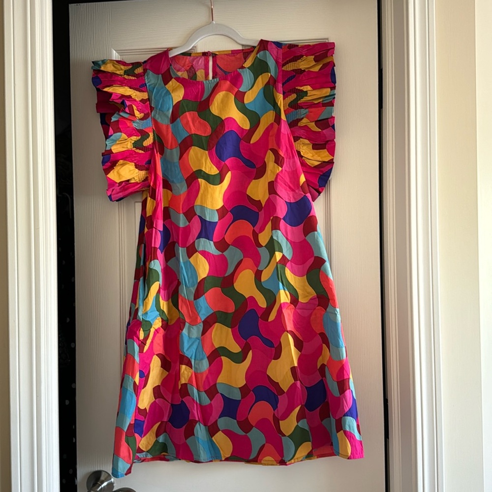 Womens Summer Abstract Short Sleeve Shift Dress